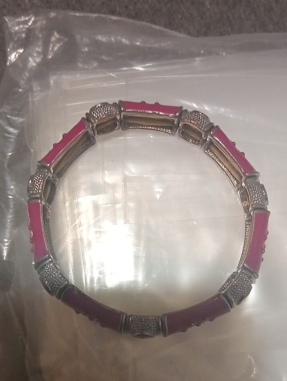 Elegant Pink and Silver Women’s Stretch Bracelet - Picture 2 of 5